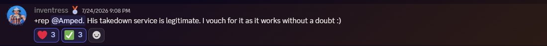 Discord vouch: takedown service is legitimate